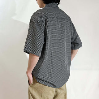 00's HAGGAR レーヨン×ポリエステル オープンカラー チェック S/Sシャツ
