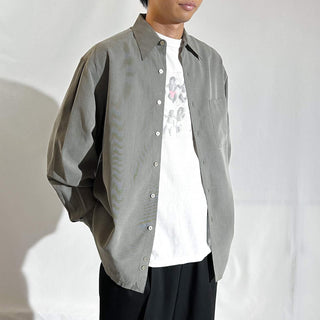90's PERRY ELLIS レーヨン×ポリエステル レギュラーカラー L/Sシャツ