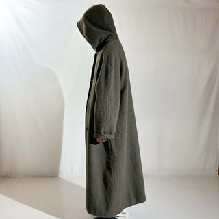 ～90's "made in Russia" オリーブ フーデッド メルトン ロング コート
