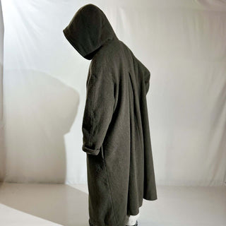 ～90's "made in Russia" オリーブ フーデッド メルトン ロング コート