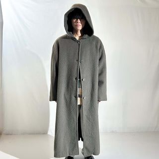 ～90's "made in Russia" オリーブ フーデッド メルトン ロング コート