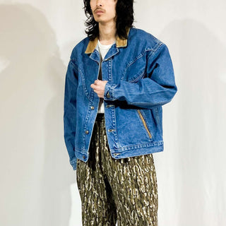 90's～ "made in USA" SCHAEFER OUTFITTER レザー切替 ウエスタン デニムジャケット