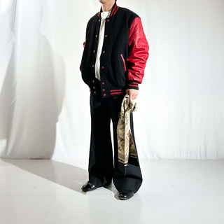 ～00's STEWART&STRAUSS 無地 レザー切替 メルトン スタジャン