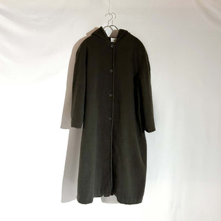 ～90's "made in Russia" オリーブ フーデッド メルトン ロング コート
