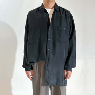 90's ROBERT STOCK ブラック シルク L/Sシャツ