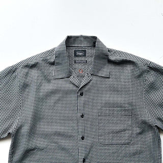 00's HAGGAR レーヨン×ポリエステル オープンカラー チェック S/Sシャツ