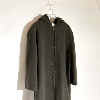 ～90's "made in Russia" オリーブ フーデッド メルトン ロング コート