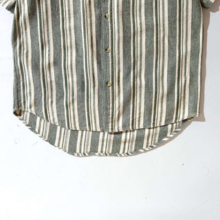 90's JORDACHE ストライプ スタンドカラー S/Sシャツ