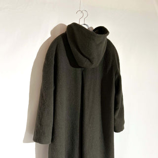 ～90's "made in Russia" オリーブ フーデッド メルトン ロング コート