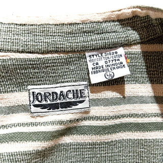 90's JORDACHE ストライプ スタンドカラー S/Sシャツ