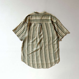 90's JORDACHE ストライプ スタンドカラー S/Sシャツ