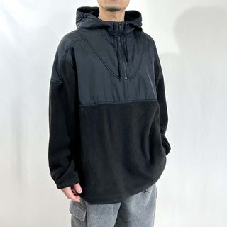 90's～00's Sierra Pacific ブラック ナイロン×フリース 切替 ハーフジップ プルオーバー ジャケット