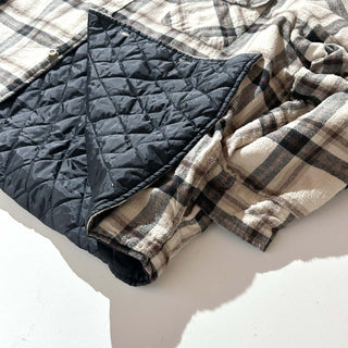 90's～00's basic editions 裏キルティング フーデッド ポケット付き マルチチェック ネル シャツジャケット