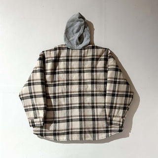 90's～00's basic editions 裏キルティング フーデッド ポケット付き マルチチェック ネル シャツジャケット