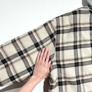 90's～00's basic editions 裏キルティング フーデッド ポケット付き マルチチェック ネル シャツジャケット