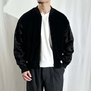 90's street wear ブラック コットン ベロア ブルゾン ジャケット