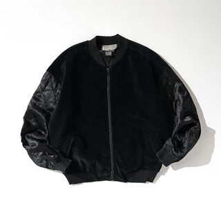 90's street wear ブラック コットン ベロア ブルゾン ジャケット