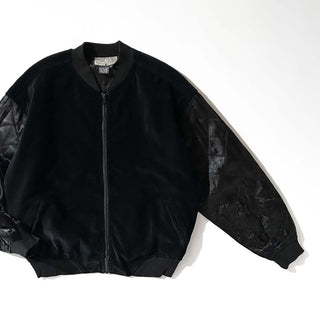90's street wear ブラック コットン ベロア ブルゾン ジャケット
