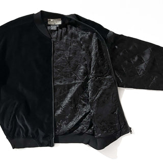 90's street wear ブラック コットン ベロア ブルゾン ジャケット