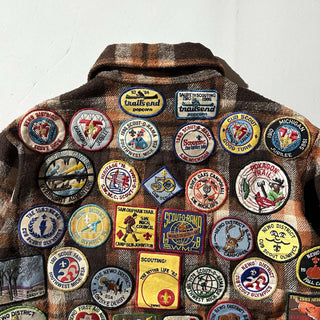 70's KINGSPORT ワッペン ウール チェック CPO シャツジャケット