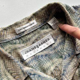 90's "fabric woven in Japan" JHANE BARNES 総柄 オープンカラー S/Sシャツ