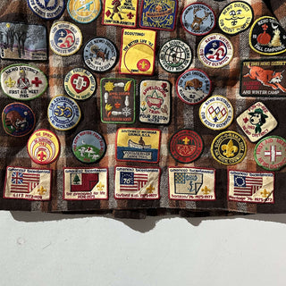 70's KINGSPORT ワッペン ウール チェック CPO シャツジャケット