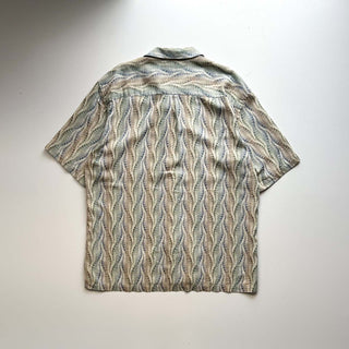 90's "fabric woven in Japan" JHANE BARNES 総柄 オープンカラー S/Sシャツ