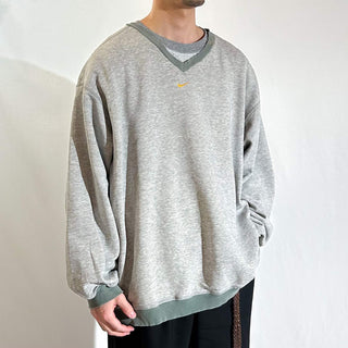 90's～00's NIKE ボロ センタースウッシュ Vネック スウェット シャツ