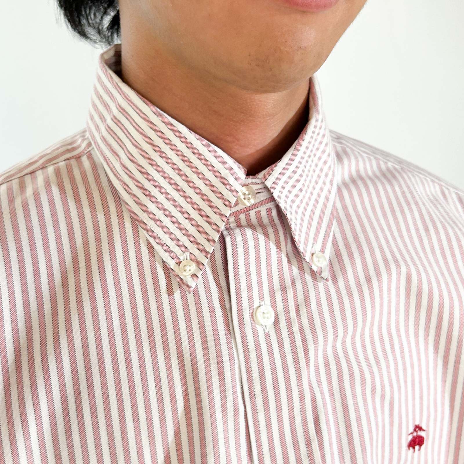 00's Brooks Brothers "Supima Cotton" ストライプ オックスフォード ボタンダウン L/Sシャツ
