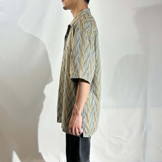 90's "fabric woven in Japan" JHANE BARNES 総柄 オープンカラー S/Sシャツ