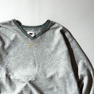 90's～00's NIKE ボロ センタースウッシュ Vネック スウェット シャツ
