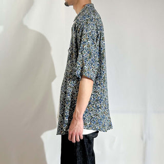 00's Structure レーヨン 総柄 レギュラーカラー S/Sシャツ