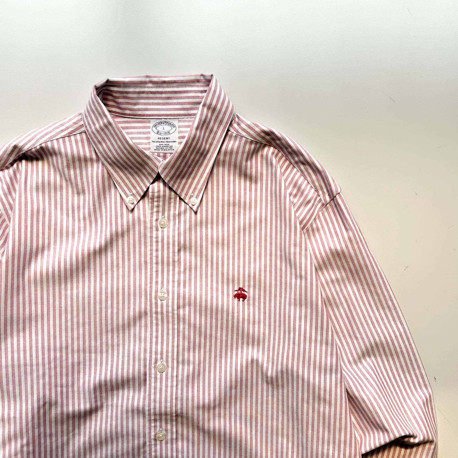 00's Brooks Brothers "Supima Cotton" ストライプ オックスフォード ボタンダウン L/Sシャツ