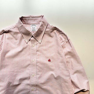 00's Brooks Brothers "Supima Cotton" ストライプ オックスフォード ボタンダウン L/Sシャツ