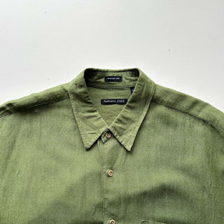 00's Van Heusen リネン×レーヨン オリーブ S/Sシャツ