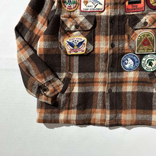 70's KINGSPORT ワッペン ウール チェック CPO シャツジャケット
