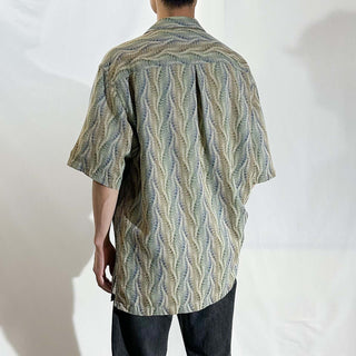 90's "fabric woven in Japan" JHANE BARNES 総柄 オープンカラー S/Sシャツ