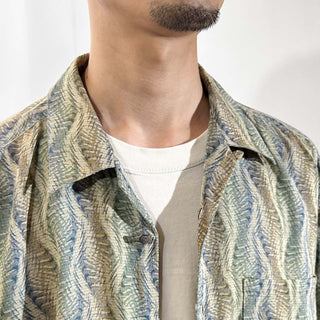 90's "fabric woven in Japan" JHANE BARNES 総柄 オープンカラー S/Sシャツ
