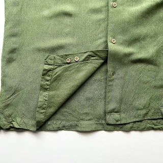 00's Van Heusen リネン×レーヨン オリーブ S/Sシャツ