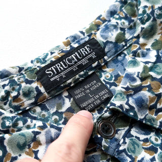 00's Structure レーヨン 総柄 レギュラーカラー S/Sシャツ