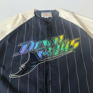 90's MIRAGE ”DEVIL RAYS” リネン ベースボールシャツ