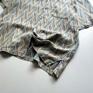 90's "fabric woven in Japan" JHANE BARNES 総柄 オープンカラー S/Sシャツ