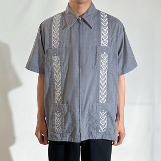 90's GUAYABERA キューバ フルジップ S/Sシャツ