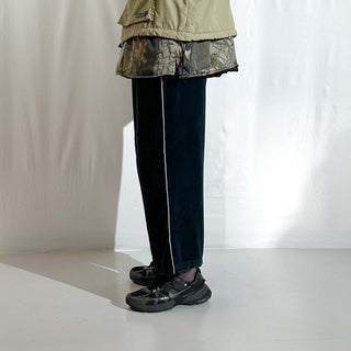 90's～00's EVERLAST ブラック ドローコード ベロア クロップド パンツ