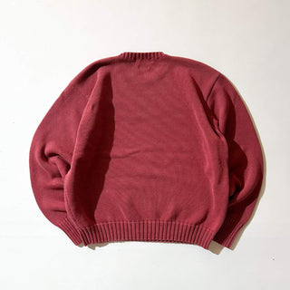 90's～ OLD RALPH LAUREN ワインレッド ワンポイント コットン ニット セーター