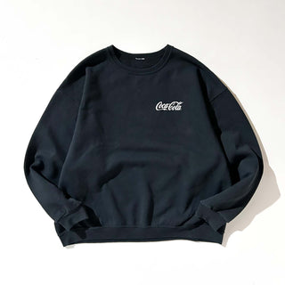 90's～ "coca cola" ブラック 企業 ワンポイント スウェット シャツ