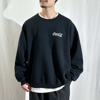 90's～ "coca cola" ブラック 企業 ワンポイント スウェット シャツ