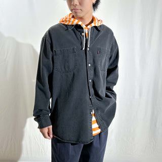 00's Levi's QUALITY CLOTHING ブラックデニム L/Sシャツ(ブラック)