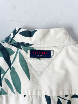 90's TOMMY JEANS オープンカラー 総柄 S/Sシャツ