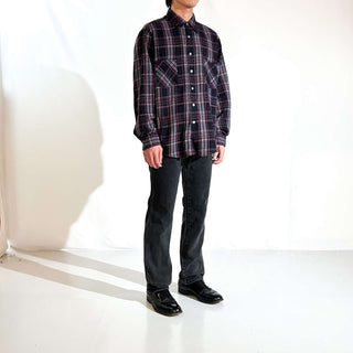 90's "made in USA" Dickies レッド×ブラック チェック L/Sネルシャツ